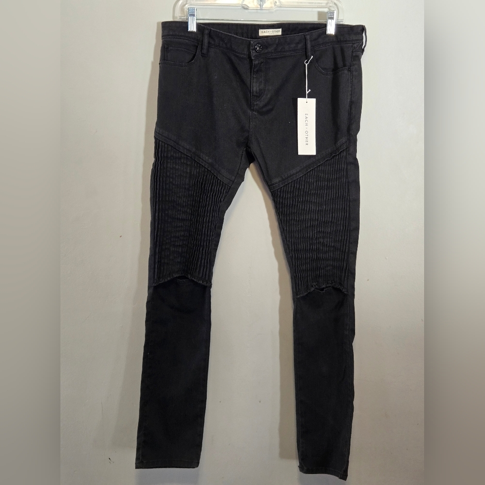 Each x Other Mid-Rise Skinny Leg Jeans NWT Black  Moto Women's  Size 31
